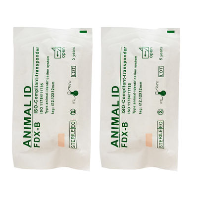 ریزتراشه قابل کاشت ISO11784/5 FDX-B 134.2 کیلوهرتز برای شناسایی حیوانات با برچسب شیشه ای زیستی 2.12*12 میلی متری