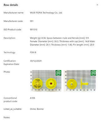 برچسب گوش RFID ضد آب با استاندارد ISO11784/5 FDX-B برای دام با تنش 350N
