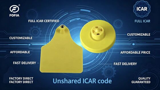 برچسب‌های گوش الکترونیکی بادوام کامل دارای گواهینامه ICAR برای ردیابی و شناسایی گاو و پشتیبانی از نظارت بر دام و قابلیت ردیابی مزرعه