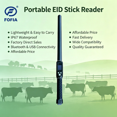 خواننده چوب RFID با صفحه نمایش OLED 3 دکمه رابط کاربری و Buzzer داخلی برای عملکرد آسان در مدیریت دام