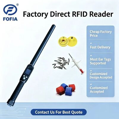 FOFIA ضد آب برد طولانی 134.2kHz RFID Ear Tag Reader پروتکل ISO11784/5 فاصله خواندن 30-100cm PVC