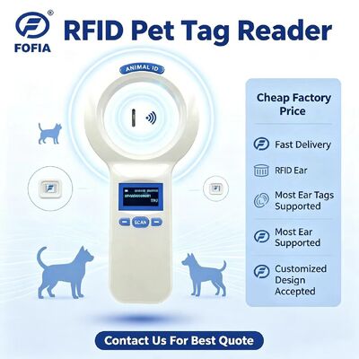 خواننده دستی پلاستیکی بادوام PT200 RFID با صفحه نمایش OLED 128x64 پروتکل خواندن برد بلند ISO11784/5 برای حیوانات خانگی و استفاده در مزرعه