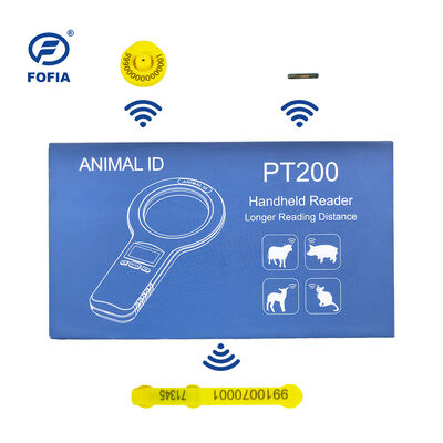 Fofia PT160 خواننده کارت میکروچیپ RFID حیوانات دستی پلاستیکی 134.2 کیلوهرتز صفحه نمایش OLED باتری لیتیومی USB گواهی CE ISO 5-10 سانتی متر