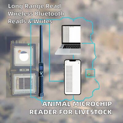 FOFIA قارئ بطاقات أذن RFID مقاوم للماء طويل المدى 134.2 كيلو هرتز بروتوكول ISO11784/5 مسافة قراءة 30-100 سم مادة PVC للمزرعة