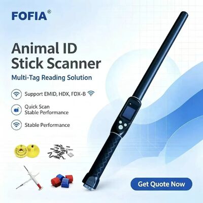 مقاوم در آب طولانی مدت 134.2kHz RFID Ear Tag Reader پروتکل ISO11784/5 فاصله خواندن 30-100cm مواد PVC برای مزرعه