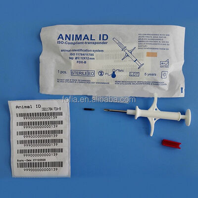 Fofia New Hot Selling RFID 134.2kHz PP Material Dog ID Microchip Waterproof Farm Use Pet Injection 1.5 Year Ear Tag