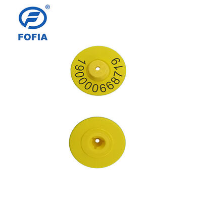 New UHF Waterproof RFID TPU 5.7mm Yellow Animal Ear Tags ET933+T901 Chips 5 Year Warranty Fofia Cattle Use