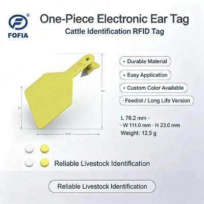 Custom New TPU Plastic Yellow Cattle Ear Tags Laser Coding | Fofia T914 Model for Livestock Management Farm Feedlot Cow ID