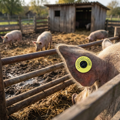 Fofia Full ICAR ET908 Cow RFID LF Ear Tag TPU Material 350N Tension 5 سال گارانتی ISO11784/5 سازگاری استفاده در مزرعه