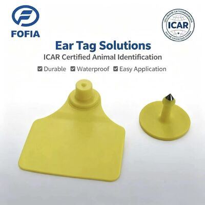 ضد آب دوامدار ICAR Fofia T904 + T901 تیک گوش حیوانات تراشه RFID TPU لیزر کدگذاری 3 سال گارانتی ردیابی گاو