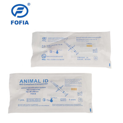 FOFIA ZS007 ICAR گواهینامه 134.2kHz RFID برچسب گوش حیوانات مایکروچیپ FDX / EM4305 IP67 ضد آب سفید PP 1.4x8mm سگ گربه حیوانات خانگی