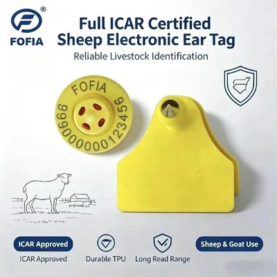 فوفیا ET957+T967 گوسفند بز گاو حیوانات ترکیبی ردیابی الکترونیکی مزرعه برچسب گوش جدید با کیفیت بالا RFID TPU لیزر کد 3
