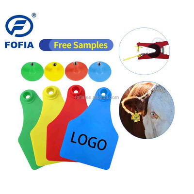 Waterproof FOFIA New Plastic Cow Ear Tags Farm Use Bovine Cattle Ear Tags with Number Animal Tracking Chip