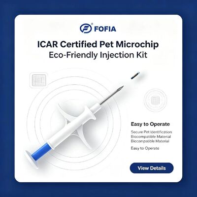 FOFIA ZS007 ICAR گواهینامه 134.2kHz RFID حیوانات مایکروچیپ FDX/EM4305 IP67 ضد آب سفید PP 1.4x8mm سگ گربه حیوانات خانگی