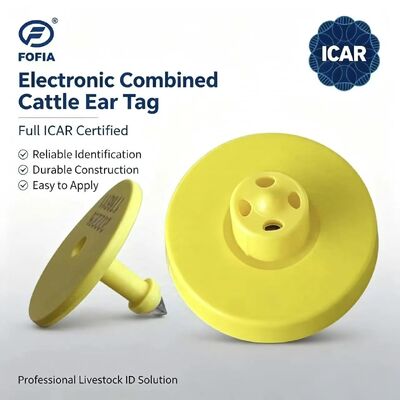 فوفیا جدید ضد آب کامل ICAR گواهینامه ET908 زرد RFID TPU برچسب گوش گاو با کیفیت بالا 1.5 سال گارانتی حیوانات خوک گوسفند