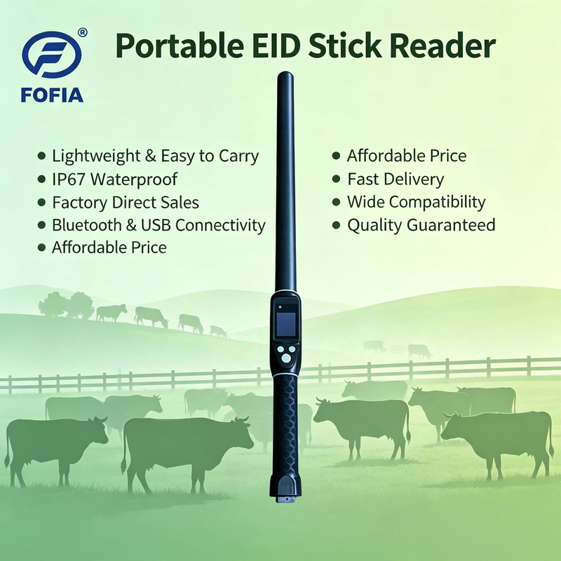 خواننده چوب RFID با صفحه نمایش OLED 3 دکمه رابط کاربری و Buzzer داخلی برای عملکرد آسان در مدیریت دام