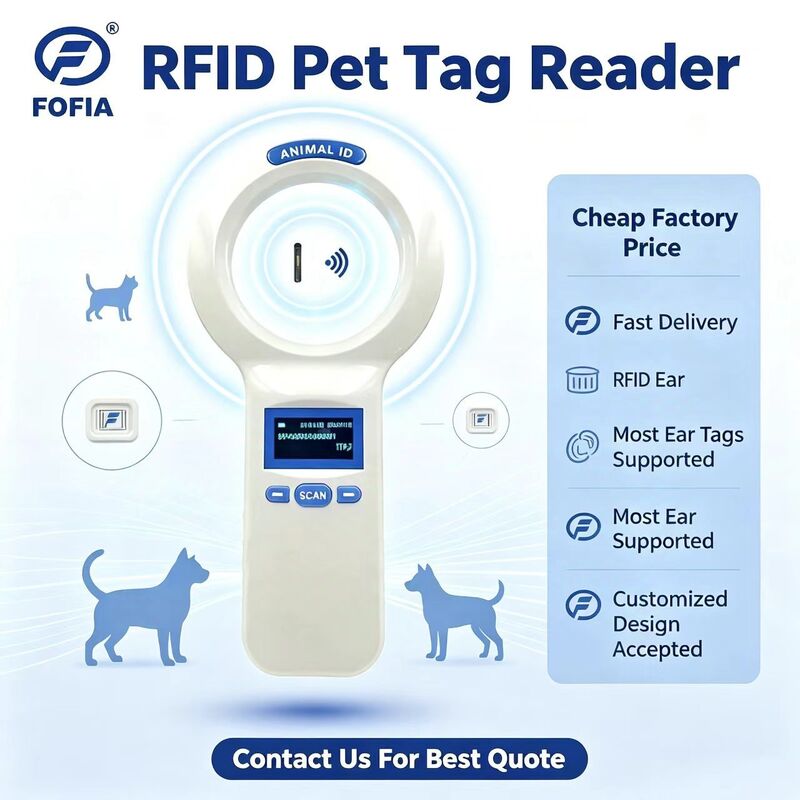خواننده دستی پلاستیکی بادوام PT200 RFID با صفحه نمایش OLED 128x64 پروتکل خواندن برد بلند ISO11784/5 برای حیوانات خانگی و استفاده در مزرعه