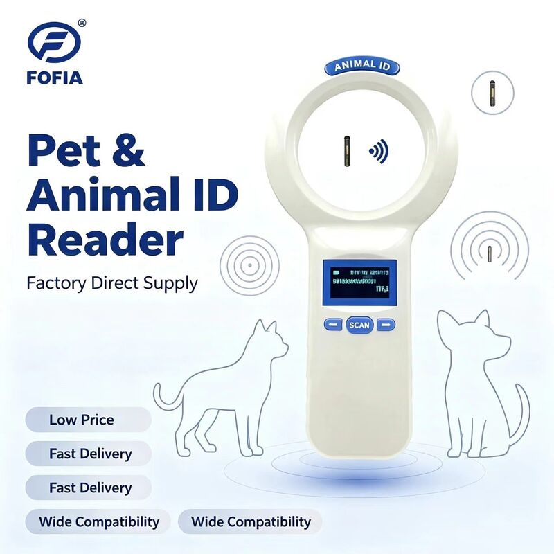 پروتکل خوان دستی FOFIA PT200 RFID 128x64 صفحه نمایش OLED خواندن از راه دور 10-20 متری پروتکل ISO11784/5