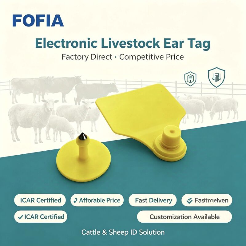 TPU Fofia ICAR T904 برچسب گوش دام برای گاو گوسفند خوک گاو بز
