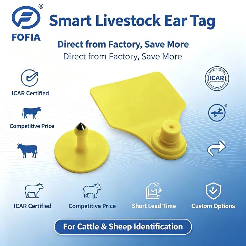 برچسب گوش حیوانات ترکیبی فوفیا T904 RFID TPU 72*57mm لیزری کدگذاری فارم گاو خوک گوسفند ایکار