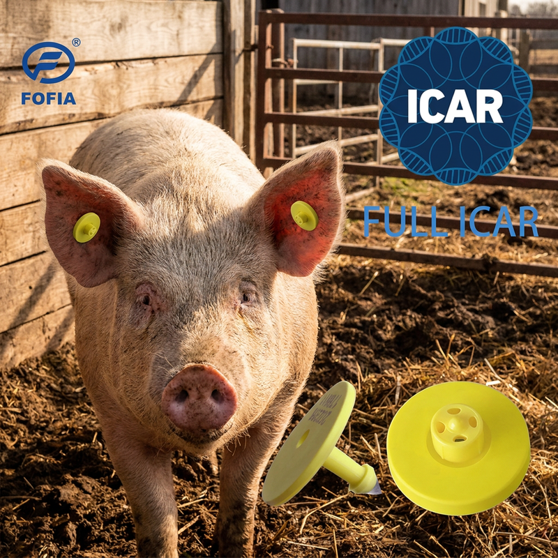برچسب گوش دایره ای کامل ICAR ET908 با BLE Reader ISO11784/5 FDX-B ضد آب و بادوام