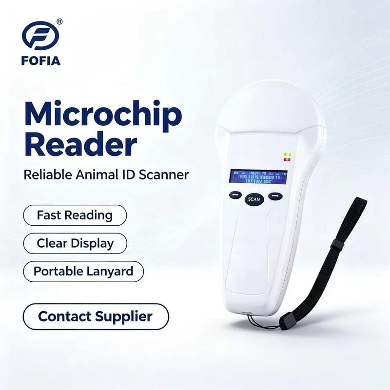 خواننده دستی دوامدار FOFIA PT580 RFID 125kHz/134.2kHz ISO11784/5 128x32 صفحه نمایش OLED 10-20m فاصله خواندن USB / برای حیوان خانگی