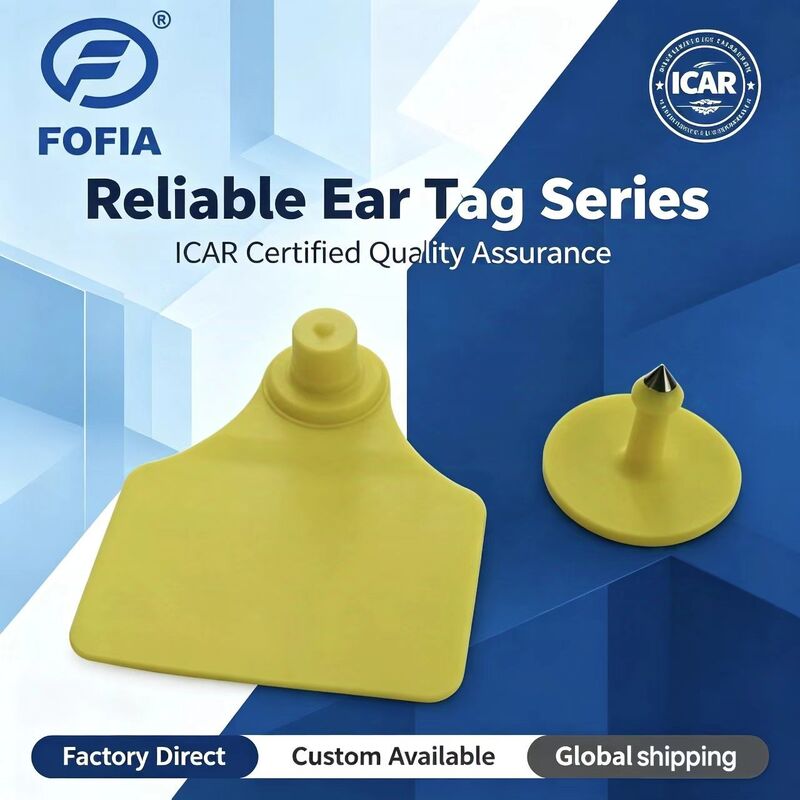 برچسب گوش حیوانات ضد آب ICAR Fofia T904+T901 با کیفیت بالا RFID TPU 72*57 میلی متر کد لیزری با گارانتی 3 ساله برای استفاده در مزرعه
