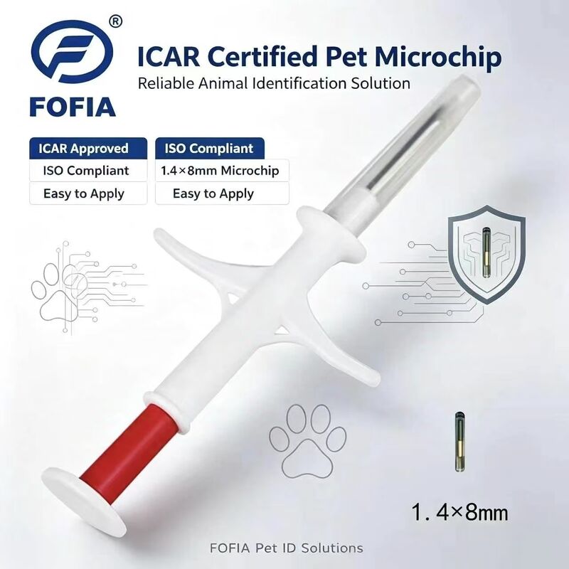 FOFIA RFID جدید 134.2 کیلوهرتز میکروچیپ حیوانات FDX/EM4305 ضد آب IP67 تزریق حیوانات اهلی/خوک/گوسفند دام حیوانات خانگی