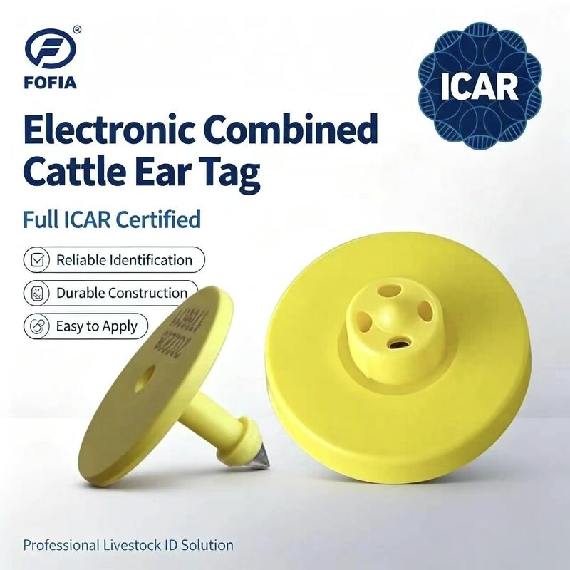 فوفیا جدید ضد آب کامل ICAR گواهینامه ET908 زرد RFID TPU برچسب گوش گاو 1.5 سال گارانتی ردیابی حیوانات برای خوک و گوسفند