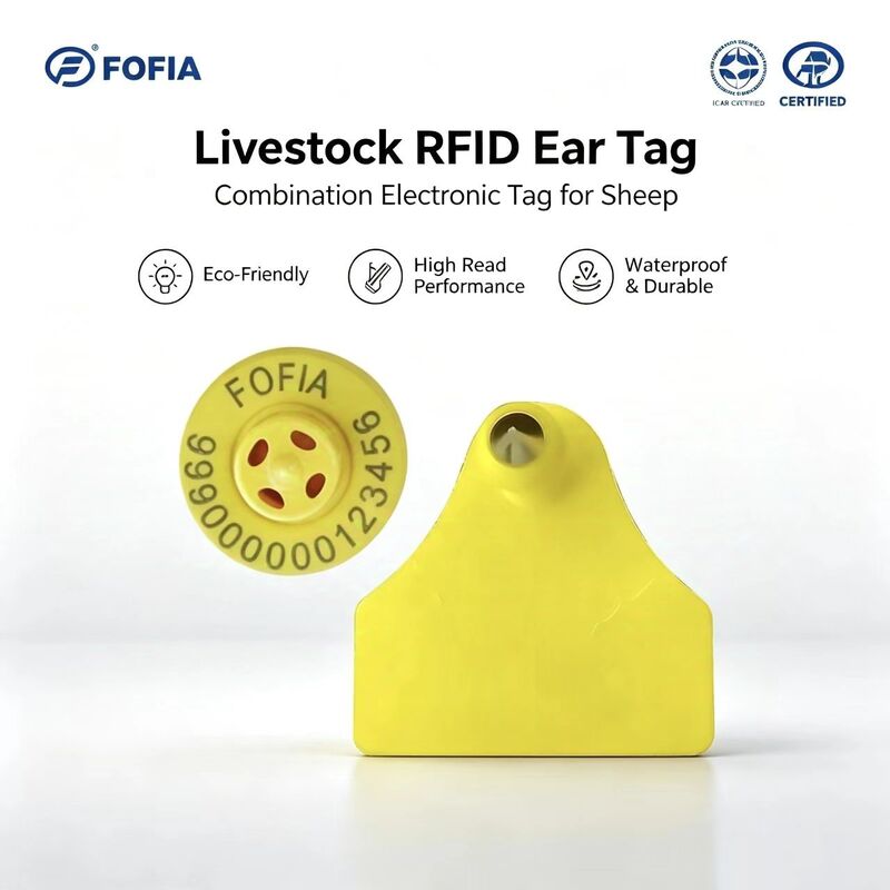 ضد آب ماندگار فوفیا گوسفند بز ترکیب حیوانات الکترونیکی ردیابی تراشه گوش برچسب جدید RFID TPU لیزر کد گذاری مزرعه 3 سال